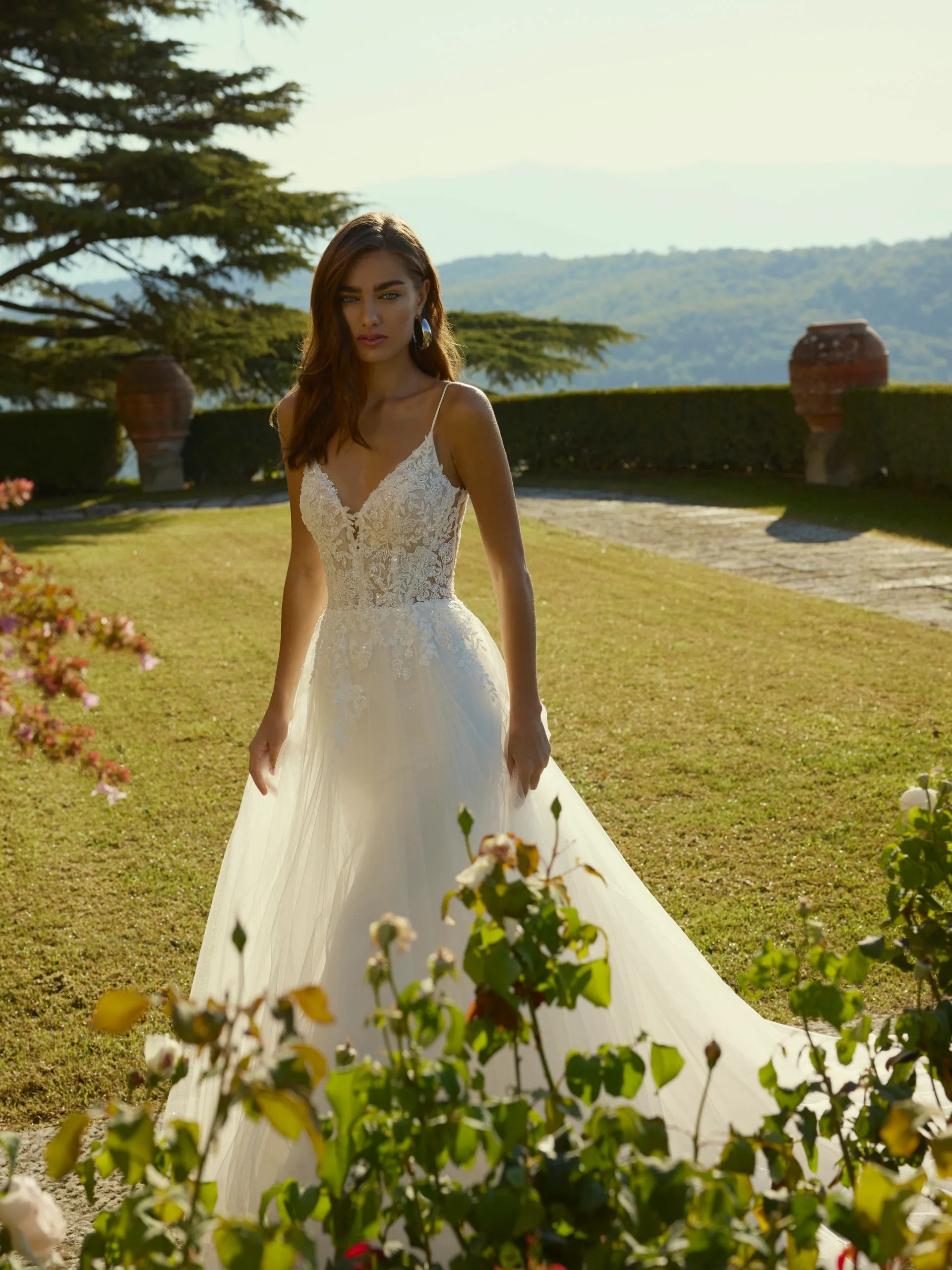 Robe de mariée trapèze avec Corsage en Dentelle
